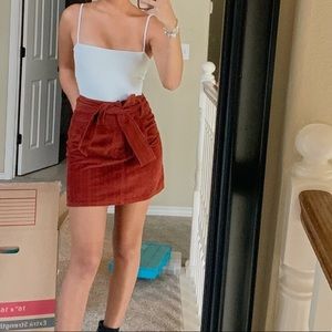 Corduroy skirt with belt